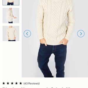 Men's Classic Cream Cable Knit Sweater